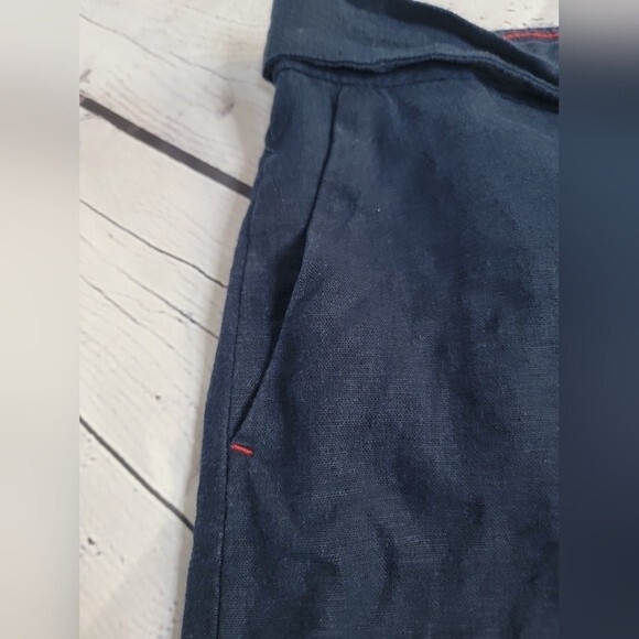 Tommy Hilfiger Navy Skirt size XXL Linen Blend Tie/Button Zipper Front Casual - Picture 3 of 7